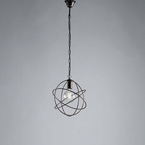 Lampadario-a-Sospensione-1-Luce-Sfera-Ferro-Nero-e-Oro-Serie-Williams