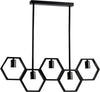 Lampadario-A-Sospensione-5-Portalampada-E27-In-Metallo-Geometrico-Esagonale-Universo
