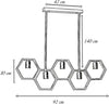 Lampadario-A-Sospensione-5-Portalampada-E27-In-Metallo-Geometrico-Esagonale-Universo