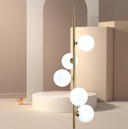 Lampadario-A-Sospensione-5-Sfere-In-Vetro-Attacco-G9-Moderno-Color-Bronzo-Universo