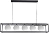 Lampadario-A-Sospensione-5-X-Sfera-In-Vetro-Bianco-Moderno-Metallo-Nero-B89-Universo