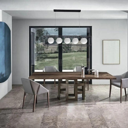 Lampadario-A-Sospensione-5-X-Sfera-In-Vetro-Bianco-Moderno-Metallo-Nero-B89-Universo
