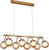 Lampadario-A-Sospensione-8-Sfere-In-Vetro-Ambra-Lampada-Soffitto-Metallo-Bronzo