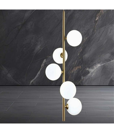 Lampadario A Sospensione Bronzo 5 Sfere Lampada Soffitto Con Stelo Verticale A95