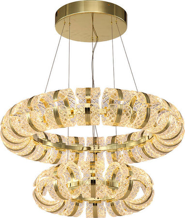 Lampadario-A-Sospensione-Classico-Retrò-Acrilico-Metallo-Oro-Lucido-Led-159W