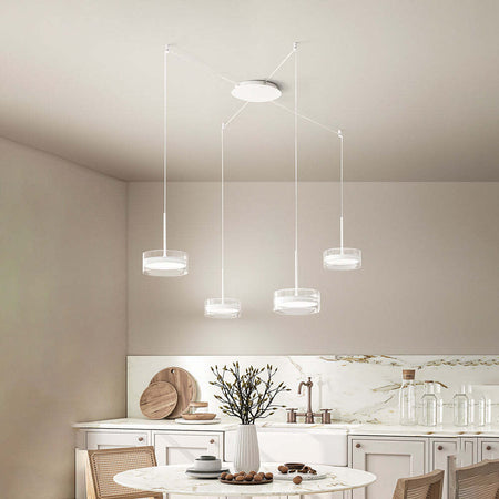 Lampadario-A-Sospensione-Contemporaneo-Aere-Alluminio-Bianco-4-Led-Integrato-14W