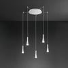 Lampadario-A-Sospensione-Contemporaneo-Cone-Alluminio-Bianco-5-Led-Integrato-7W