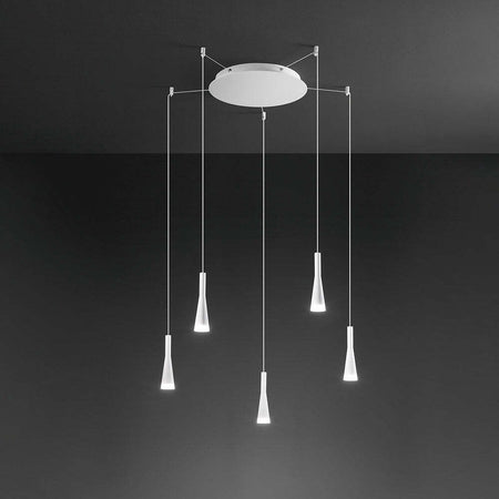 Lampadario-A-Sospensione-Contemporaneo-Cone-Alluminio-Bianco-5-Led-Integrato-7W