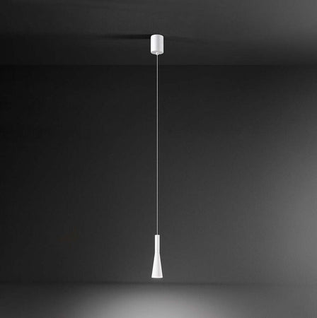 Lampadario-A-Sospensione-Contemporaneo-Cone-Alluminio-Bianco-7-Led-Integrato-7W