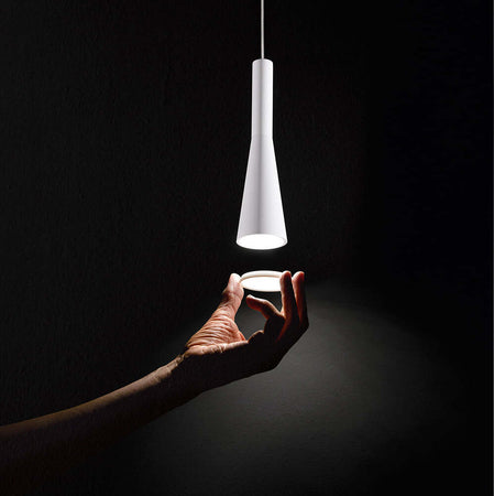 Lampadario-A-Sospensione-Contemporaneo-Cone-Alluminio-Bianco-7-Led-Integrato-7W