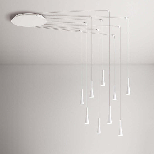 Lampadario-A-Sospensione-Contemporaneo-Cone-Alluminio-Bianco-9-Led-Integrato-7W
