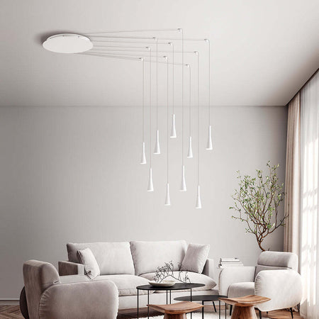 Lampadario-A-Sospensione-Contemporaneo-Cone-Alluminio-Bianco-9-Led-Integrato-7W