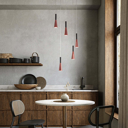 Lampadario-A-Sospensione-Contemporaneo-Cone-Alluminio-Oro-5-Led-Integrato-7W
