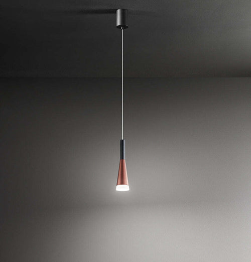 Lampadario-A-Sospensione-Contemporaneo-Cone-Alluminio-Oro-7-Led-Integrato-7W
