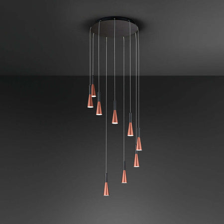 Lampadario-A-Sospensione-Contemporaneo-Cone-Alluminio-Oro-9-Led-Integrato-7W