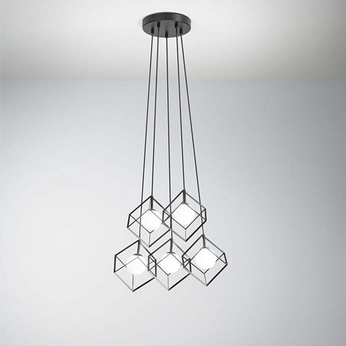 Lampadario-A-Sospensione-Contemporaneo-Cube-Metallo-Nero-3-Luci-G9