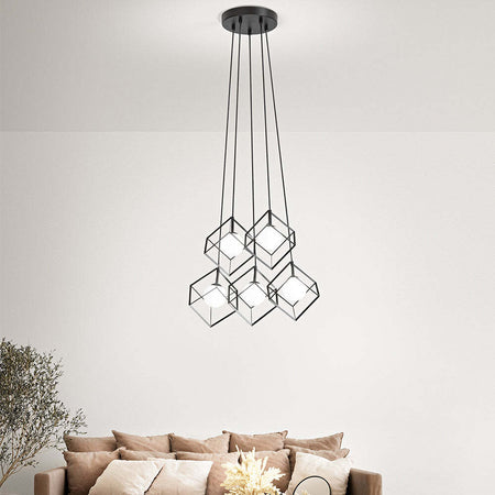 Lampadario-A-Sospensione-Contemporaneo-Cube-Metallo-Nero-3-Luci-G9
