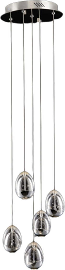 Lampadario-A-Sospensione-Contemporaneo-Golden-Egg-Cromo-E-Vetro-Pulegoso-Led-24W