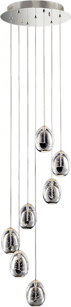 Lampadario-A-Sospensione-Contemporaneo-Golden-Egg-Cromo-Vetro-Pulegoso-Led-33,6W