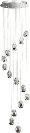 Lampadario-A-Sospensione-Contemporaneo-Golden-Egg-Cromo-Vetro-Pulegoso-Led-67,2W