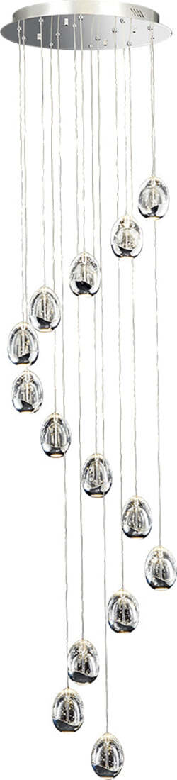 Lampadario-A-Sospensione-Contemporaneo-Golden-Egg-Cromo-Vetro-Pulegoso-Led-67,2W