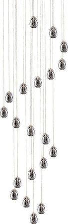 Lampadario-A-Sospensione-Contemporaneo-Golden-Egg-Cromo-Vetro-Pulegoso-Led-96W