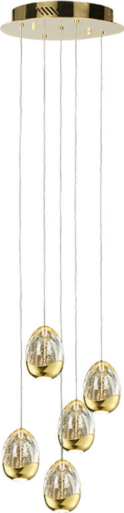 Lampadario-A-Sospensione-Contemporaneo-Golden-Egg-Oro-E-Vetro-Pulegoso-Led-24W