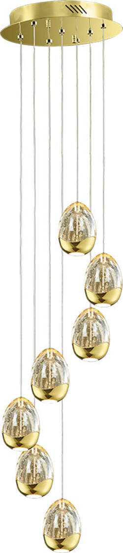 Lampadario-A-Sospensione-Contemporaneo-Golden-Egg-Oro-Vetro-Pulegoso-Led-33,6W