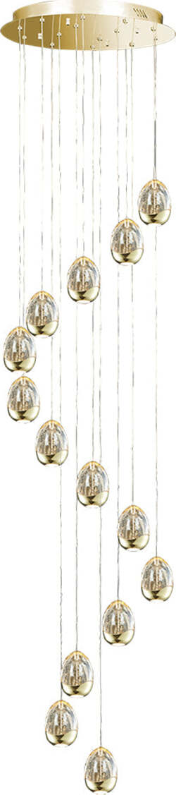 Lampadario-A-Sospensione-Contemporaneo-Golden-Egg-Oro-Vetro-Pulegoso-Led-67,2W