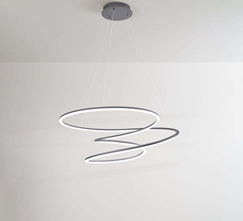 Lampadario-A-Sospensione-Contemporaneo-Spira-Alluminio-Grigio-Led-Integrato-96W