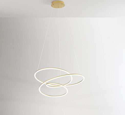 Lampadario-A-Sospensione-Contemporaneo-Spira-Alluminio-Oro-Led-Integrato-96W