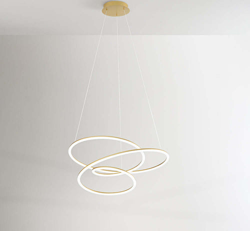 Lampadario-A-Sospensione-Contemporaneo-Spira-Alluminio-Oro-Led-Integrato-96W