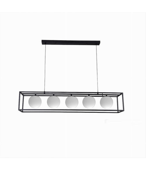 Lampadario A Sospensione Da Soffitto Contemporaneo Nero Con 5 Sfere Vetro G9 B89