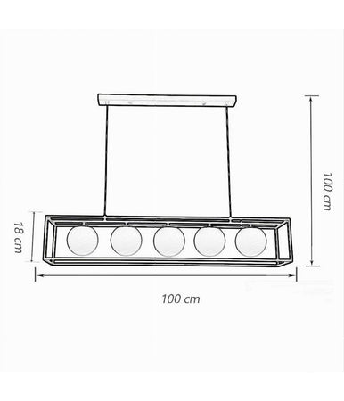 Lampadario A Sospensione Da Soffitto Contemporaneo Nero Con 5 Sfere Vetro G9 B89