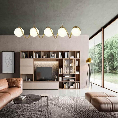 Lampadario-A-Sospensione-Da-Soffitto-Twist-5-X-Sfera-In-Vetro-Bianco-G9-Bronzo-Kovalmax