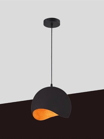 Lampadario-A-Sospensione-Forma-Guscio-D'uovo-Portalampada-E27-Metallo-Nero