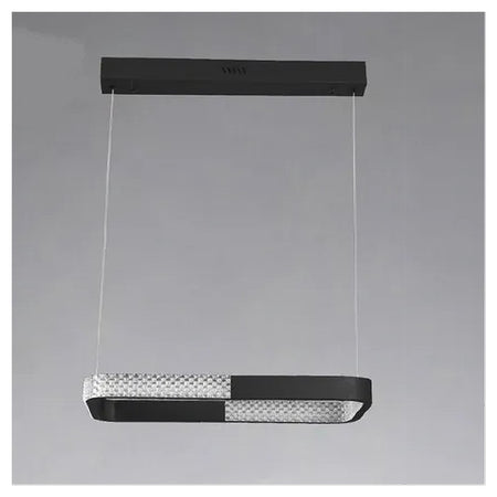 Lampadario A Sospensione Led 18w Rettangolare Nero Cristallo Telecomando 32019