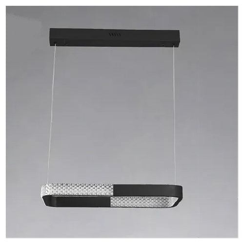 Lampadario A Sospensione Led 18w Rettangolare Nero Cristallo Telecomando 32019