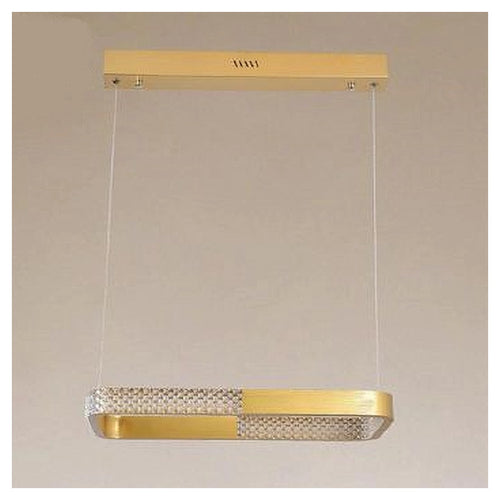 Lampadario A Sospensione Led 18w Rettangolare Oro Cristallo Con Telecomando 32026