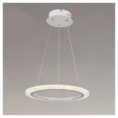 Lampadario A Sospensione Led 24 W Cerchio Anello Effetto Cristallo Bianco 31890