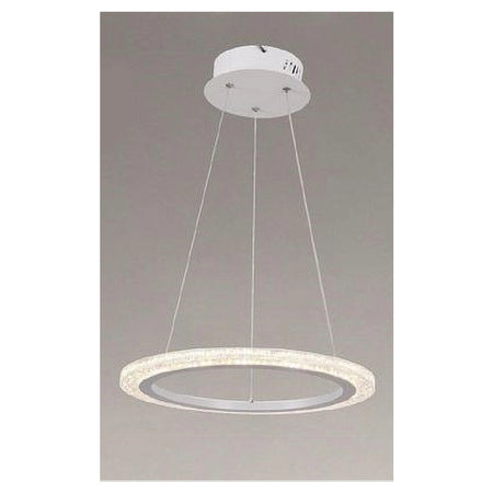 Lampadario A Sospensione Led 24 W Cerchio Anello Effetto Cristallo Bianco 31890
