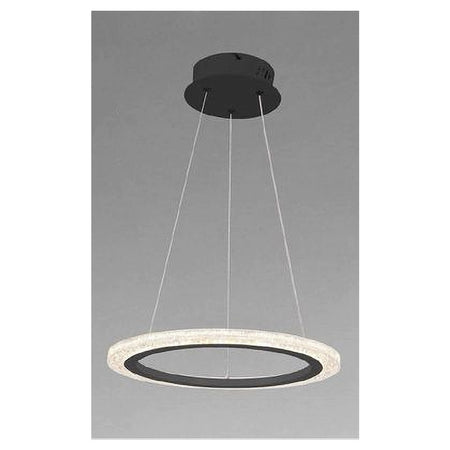 Lampadario A Sospensione Led 24 Watt Cerchio Anello Effetto Cristallo Nero 31906