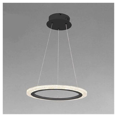 Lampadario A Sospensione Led 24 Watt Cerchio Anello Effetto Cristallo Nero 31906