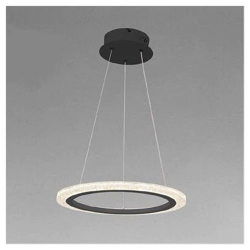 Lampadario A Sospensione Led 24 Watt Cerchio Anello Effetto Cristallo Nero 31906