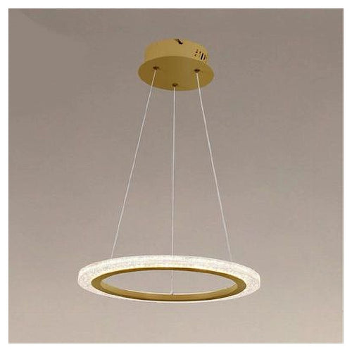 Lampadario A Sospensione Led 24 Watt Cerchio Anello Effetto Cristallo Oro 31913