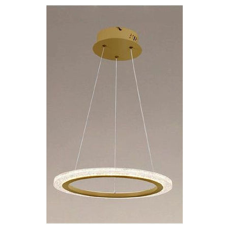 Lampadario A Sospensione Led 24 Watt Cerchio Anello Effetto Cristallo Oro 31913