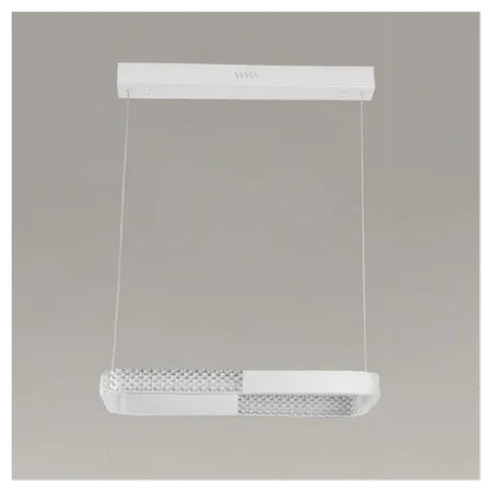 Lampadario A Sospensione Led 24w Rettangolare Bianco Cristallo Con Telecomando 32033