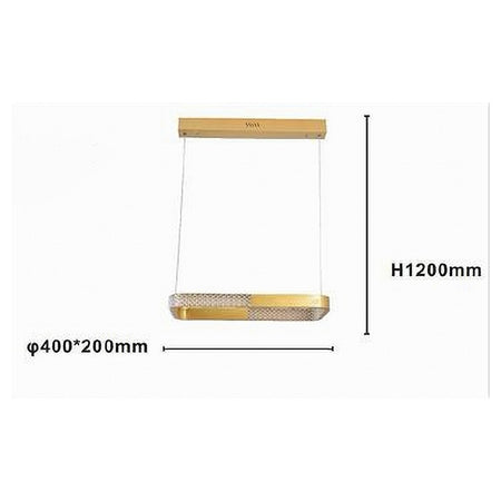 Lampadario A Sospensione Led 24w Rettangolare Oro Cristallo Con Telecomando 32057