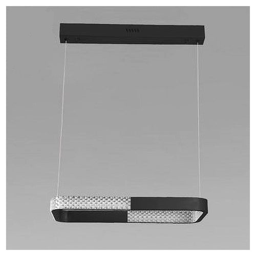 Lampadario A Sospensione Led 24w Rettangolare Nero Cristallo Con Telecomando 32040