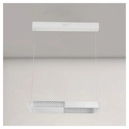 Lampadario A Sospensione Led 28w Rettangolare Bianco Cristallo Con Telecomando 32064